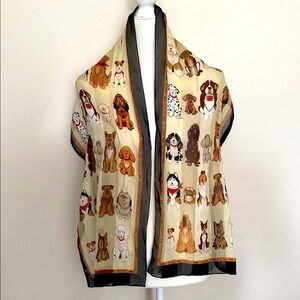 Dog Print Scarf - Cream and Black